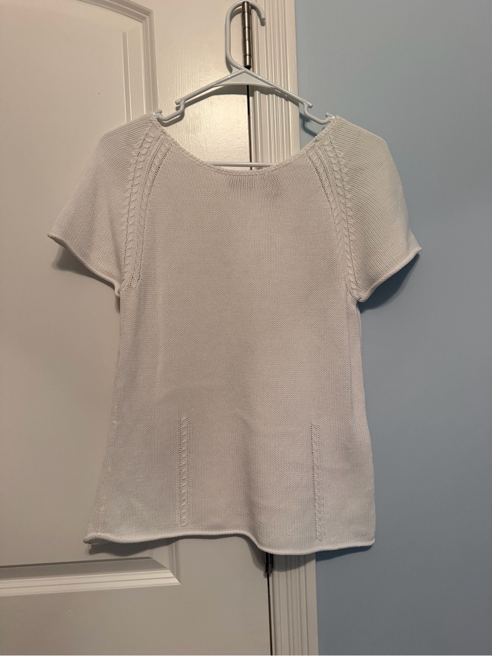 Women's White Knit Short-Sleeve Top